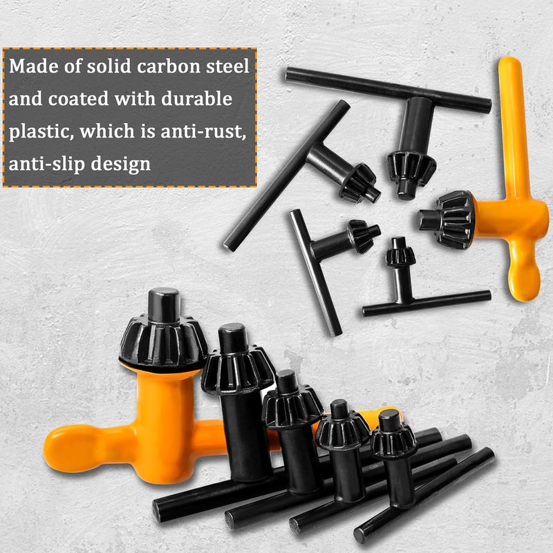 Hakkin 5 Sizes Replacement Drill Chuck Wrench Kit, 6mm, 10mm, 13mm, 16mm, 20mm Chuck Press Key Heavy Duty Carbon Steel Key Universal T Shaped Wrench - Image 5